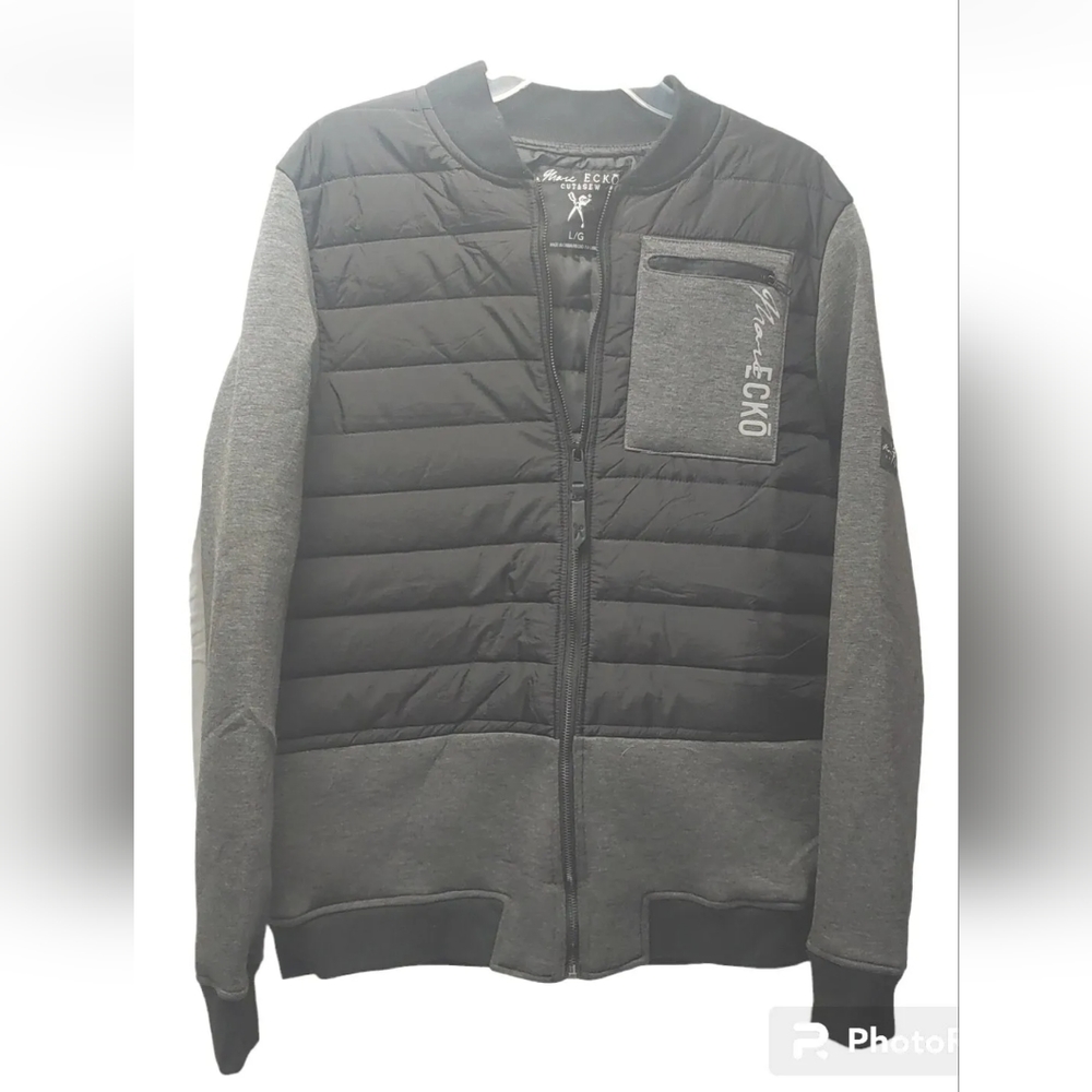 Marc Ecko Cut Sew Quilted Puffer Jacket Men Lg Coat Full Zip Pockets Colorblock
